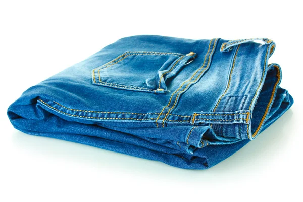 Blauwe jeans geïsoleerd op wit — Stockfoto