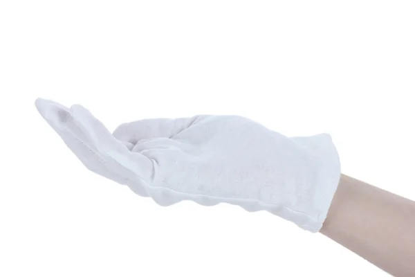 Перчатка на руке, изолированная на белом — стоковое фото