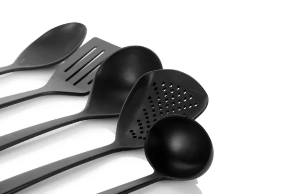 stock image Black kitchen utensils isolated on white