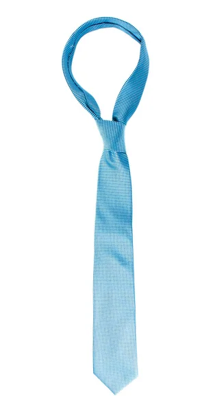 Blue tie on wooden hanger isolated on white — Stock Photo, Image