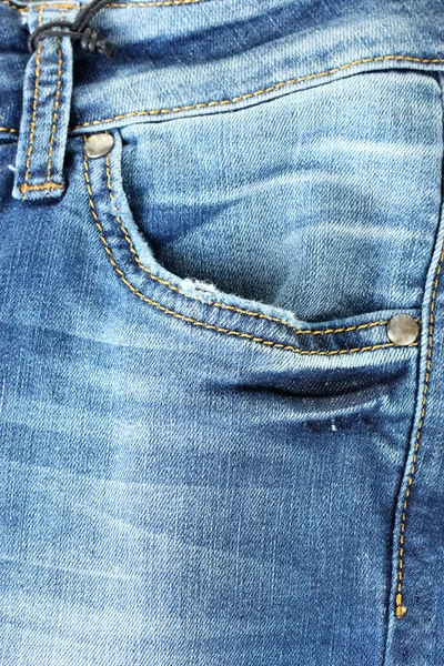 蓝色牛仔裤的口袋里特写 — 图库照片