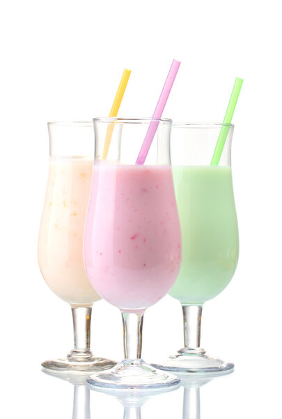 Milk shakes isolated on white