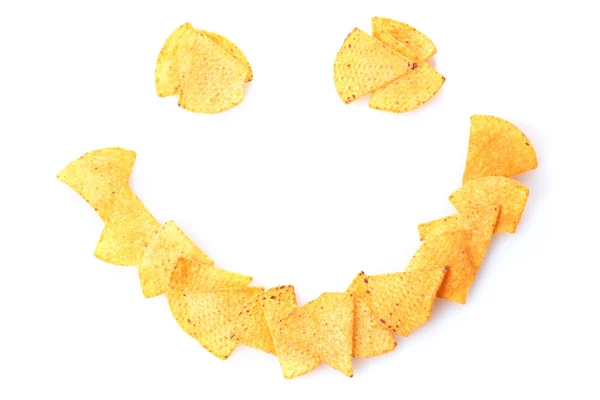 Finom burgonya chips mosoly alakzat elszigetelt fehér — Stock Fotó
