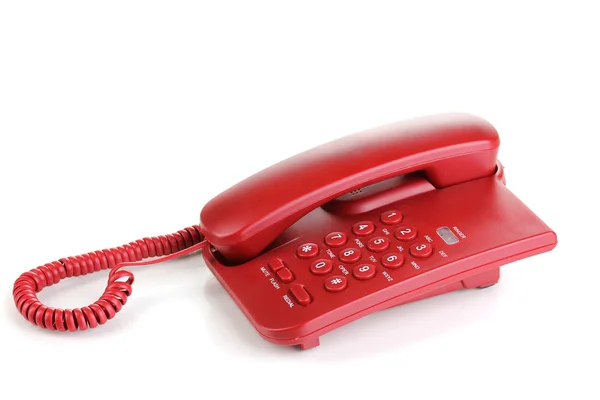 Röd telefon isolerad på vit — Stockfoto