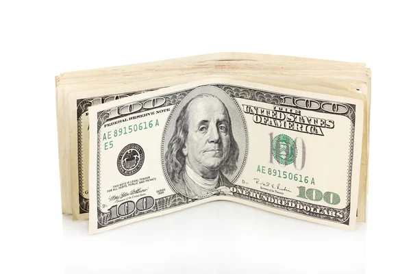 Dolarové bankovky izolované na bílém — Stock fotografie