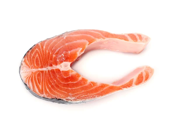 Fresh salmon steak isolated on white — Stock Photo, Image