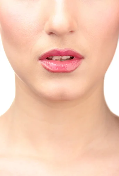 광택 입술의 아름 다운 메이크업 — 스톡 사진