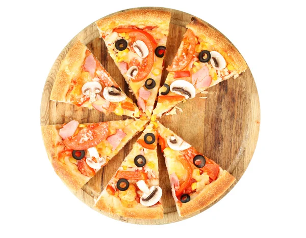 Close-up φέτες πίτσα που απομονώνονται σε λευκό — Φωτογραφία Αρχείου