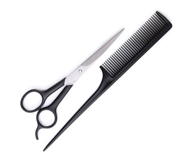 Hair cutting shears and comb isolated on white clipart