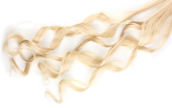 Kıvırcık sarı saçlı beyaz izole — Stok fotoğraf