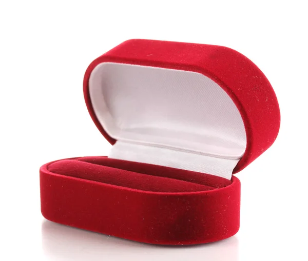 Caixa de jóias vermelho isolado no branco — Fotografia de Stock