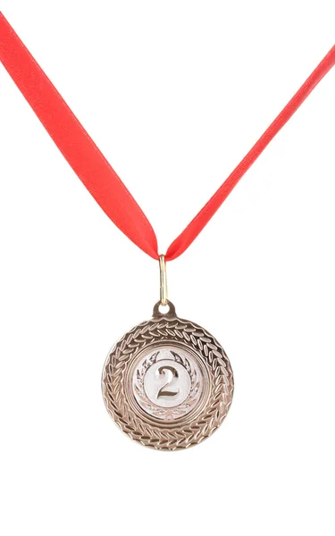 Silver medal isolated on white — Stock Photo, Image