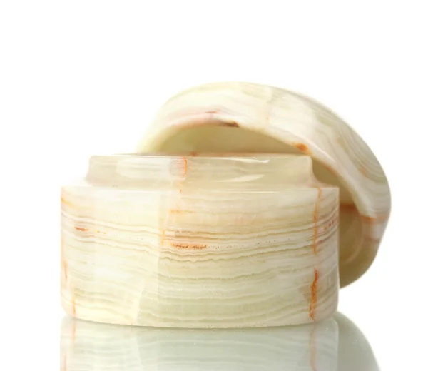 Piccolo vaso vuoto di crema isolato su bianco — Foto Stock