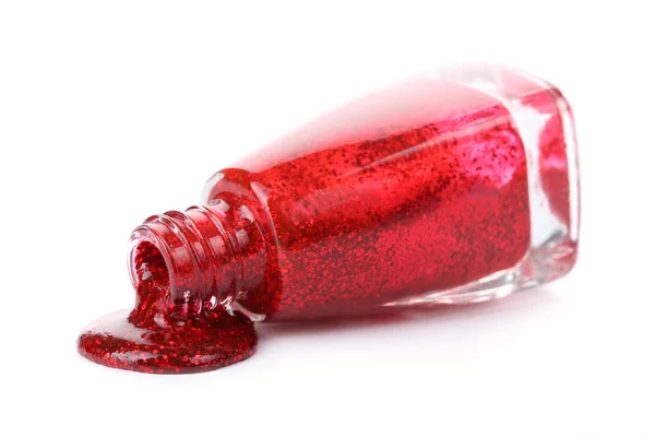 Rød neglelakk isolert på hvitt – stockfoto