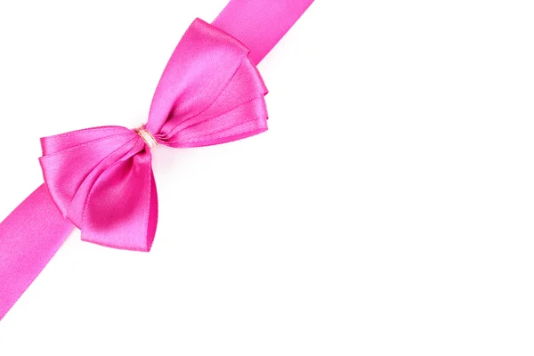 Pink satin bow and ribbon isolated on white — Stock Photo, Image