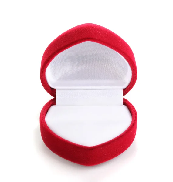 Beyaz izole kırmızı mücevher kutusu — Stok fotoğraf