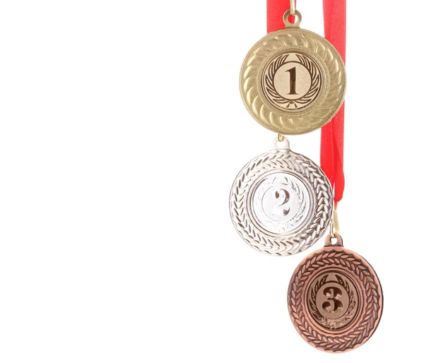 Três medalhas isoladas em branco — Fotografia de Stock