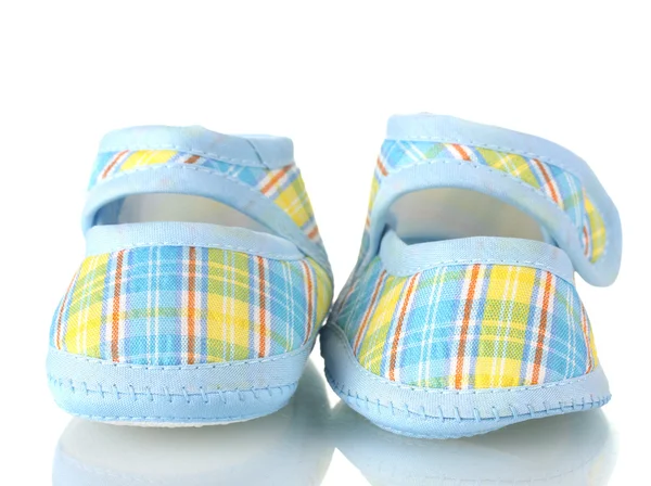 Голубая детская обувь изолирована на белом — стоковое фото