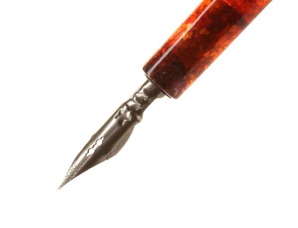 Vieux stylo à encre isolé sur blanc — Photo