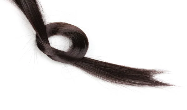Elszigetelt fehér, fényes barna haj — Stock Fotó