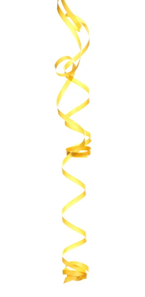 Beautiful yellow streamer isolated on white — Stock Photo, Image