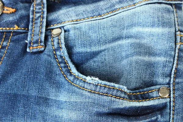 Blue jeans pocket closeup — Stock Photo, Image