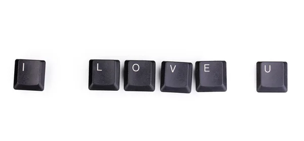 Klavye tuşları seni seviyorum diyerek üzerine beyaz izole — Stok fotoğraf