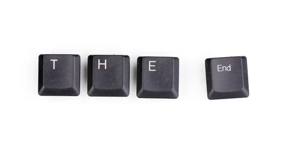 Toetsenbordtoetsen zeggen het einde geïsoleerd op wit — Stockfoto
