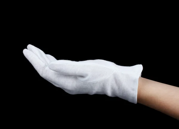 Tkaniny rękawice na dłoń na czarnym tle — Zdjęcie stockowe