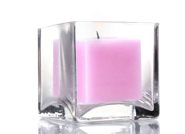 Schöne lila Kerze isoliert auf weiß — Stockfoto