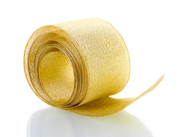 白で隔離される美しい金色のリボン — ストック写真