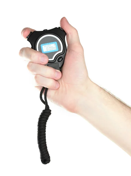 Elektronické sport časovač v ruce izolovaných na bílém — Stock fotografie