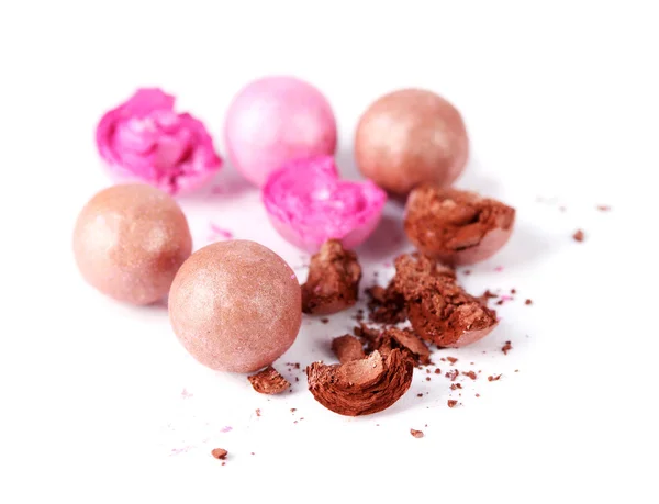 Bolas de polvo rosa y marrón aisladas en blanco —  Fotos de Stock