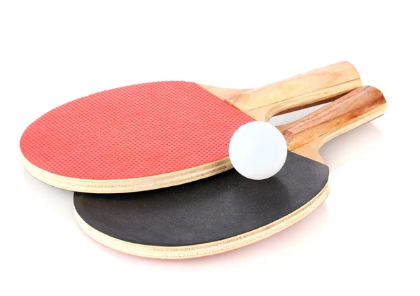 Bola dan raket Ping-pong, terisolasi dengan warna putih — Stok Foto