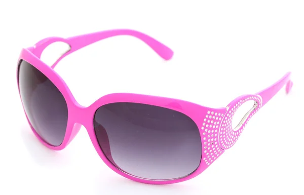 Kvinnor glamorösa rosa solglasögon isolerad på vit — Stockfoto