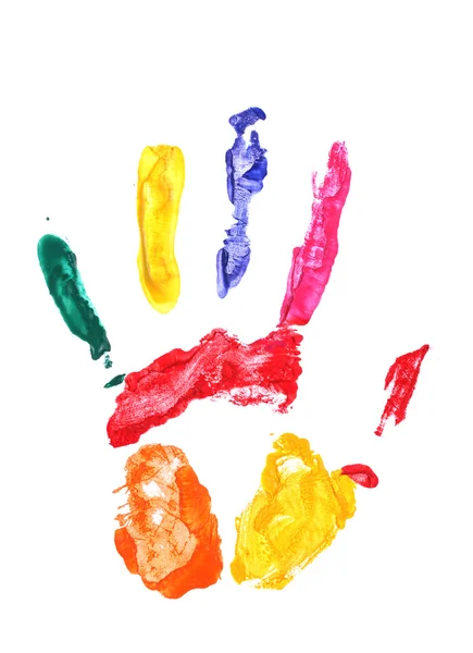 Impressão a mão colorida isolada em branco — Fotografia de Stock