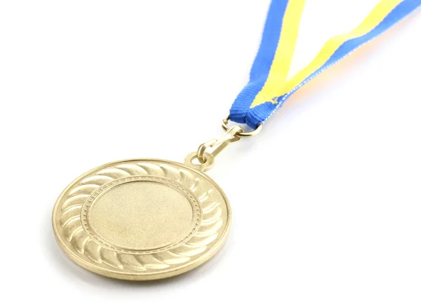 흰색 절연 골드 메달 — 스톡 사진