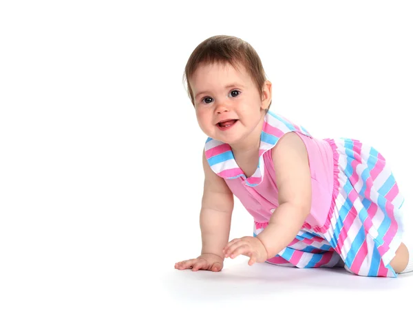 Şirin Bebek kız üzerinde izole beyaz tarama — Stockfoto