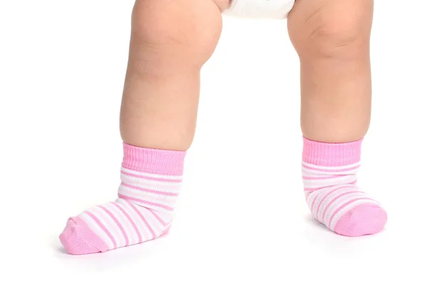 Bambino piedi pinna calzini isolati su bianco — Foto Stock