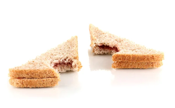 Bitten sandwiches with jam isolated on white — Stock Photo, Image