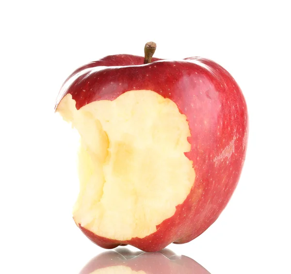 Manzana mordida roja aislada en blanco —  Fotos de Stock