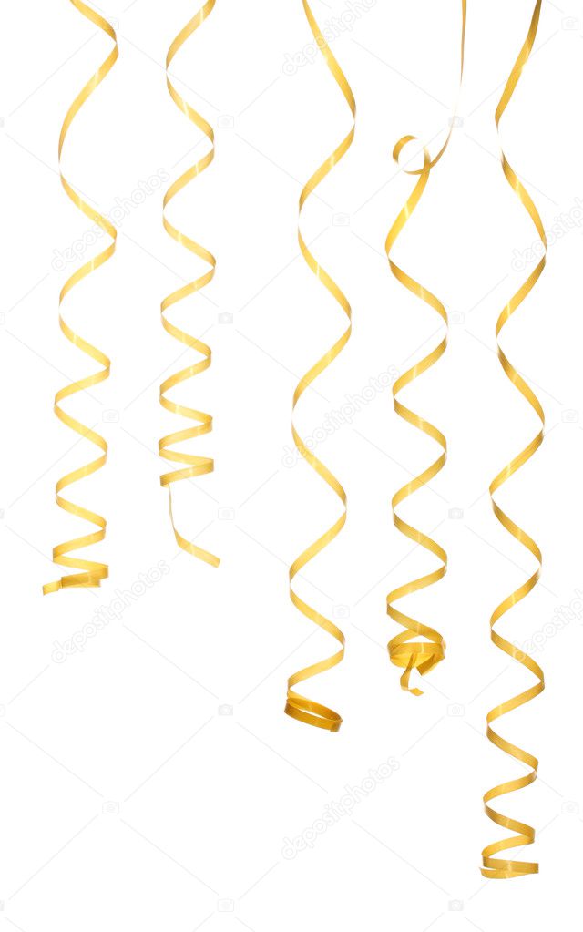 Beautiful yellow streamers isolated on white