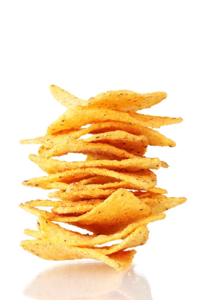 Gustose patatine isolate su bianco — Foto Stock