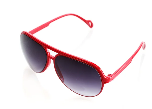 Mujer glamorous gafas de sol rojas aisladas en blanco —  Fotos de Stock