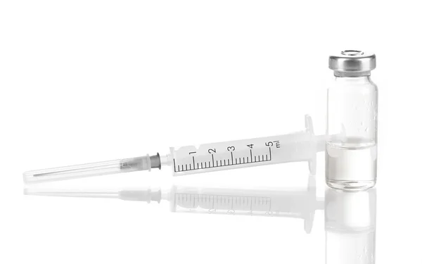 Syringe and medical ampoule isolated on white Stock Photo