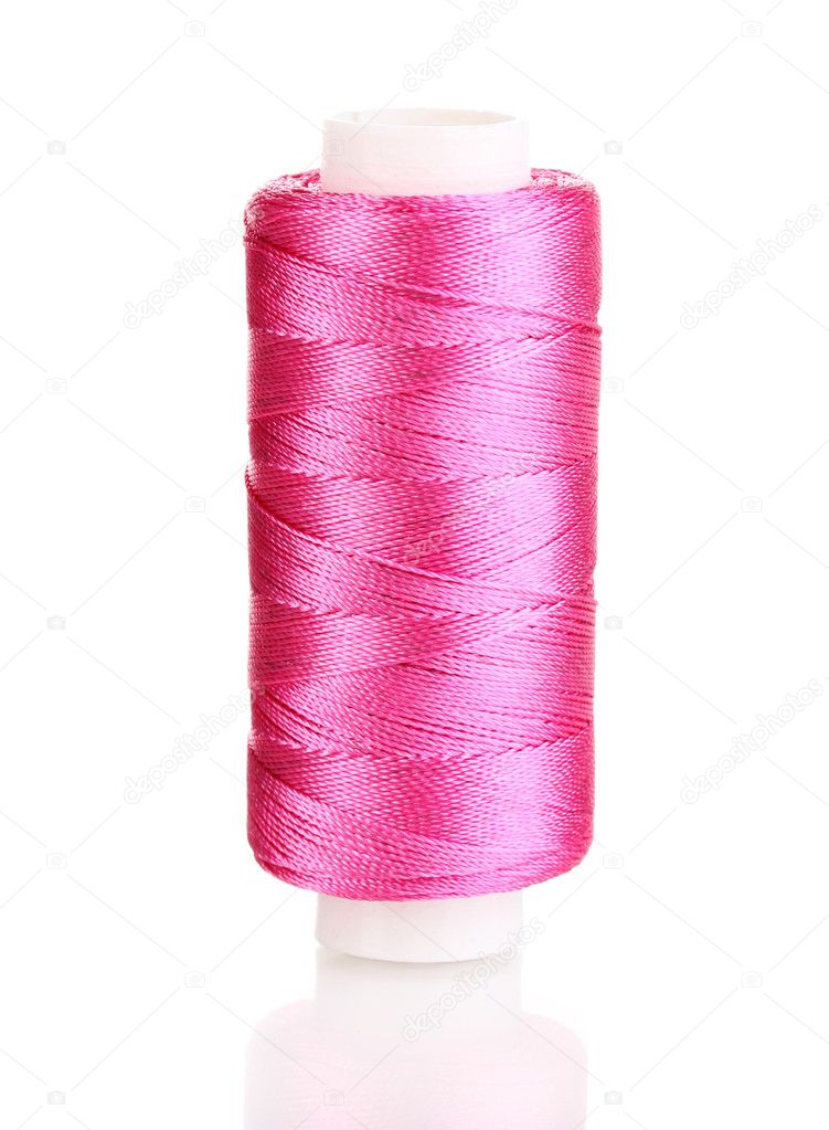 Pink bobbin thread isolated on white