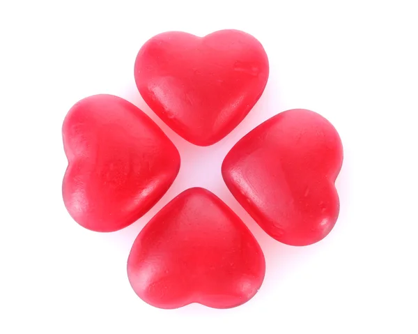 Červená candy srdce izolované na bílém — Stock fotografie