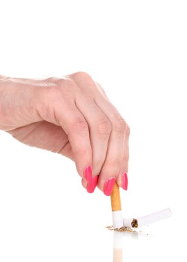 Putting out cigarette butt isolateed on white clipart