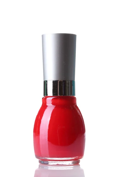 Czerwony lakier do paznokci izolowany na białym — Zdjęcie stockowe