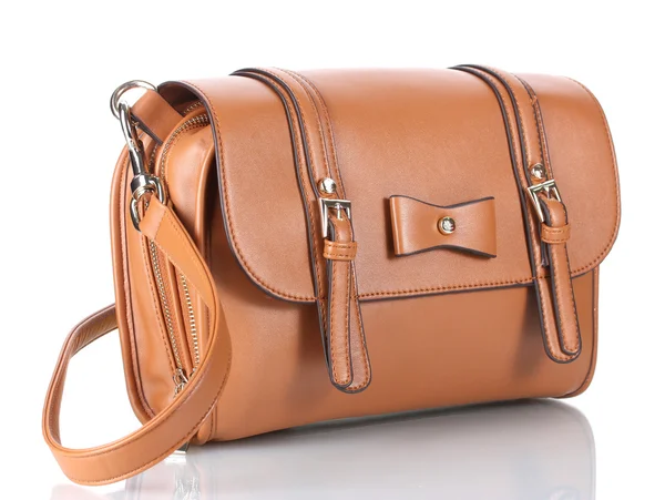 Vacker brun kvinna väska isolerad på vit — Stockfoto